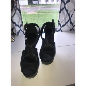 Candies Black Wedges